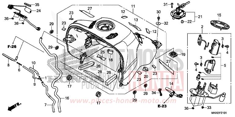RESERVOIR A CARBURANT/POMPE A CARBURANT (CRF1000A2/AL2/D2/DL2) de Africa Twin DEGITAL SILVER METALLIC (NHA30D) 2019